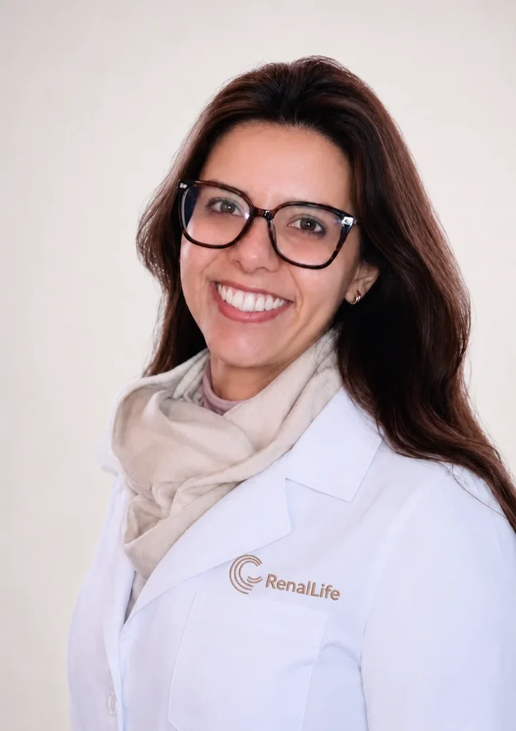 Dra. Gisele Lima, diretora médica da RenalLife e especialista responsável pela assistência nefrológica hospitalar.